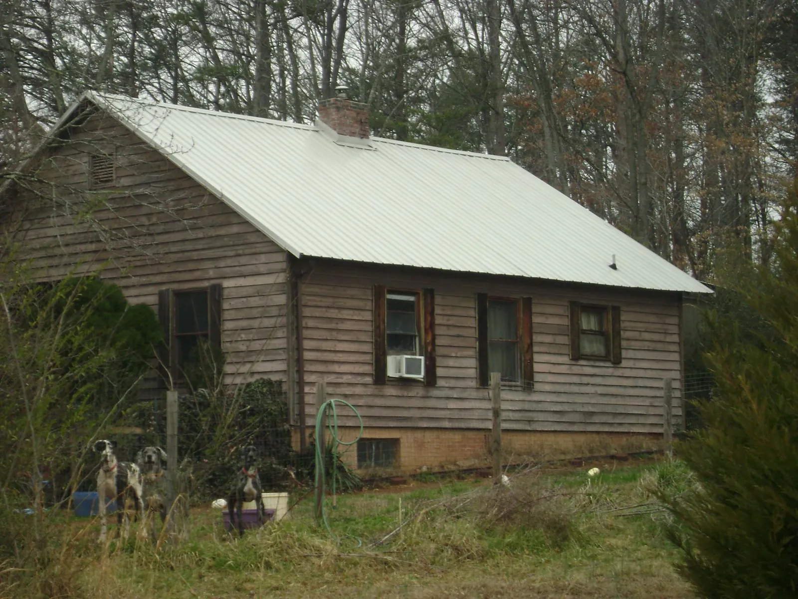 White metal roof on an old wood sided farmhouse, from a Asphalt Shingle Roof Repair job in Silver Springs